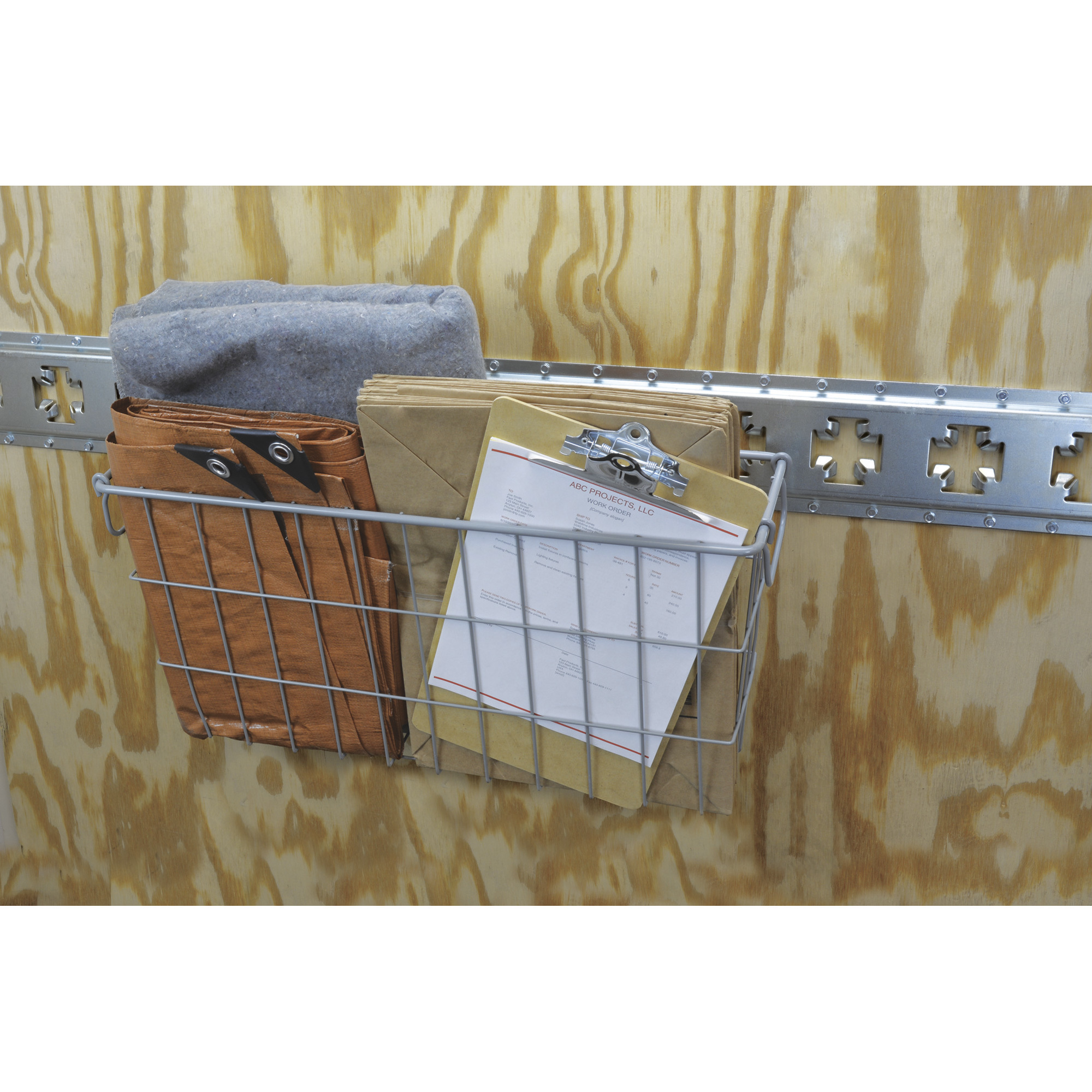 CargoSmart Medium Wire Track Basket, 24in.W x 6in.D x 12in.H, Coated Steel, For E-Track and X-Track